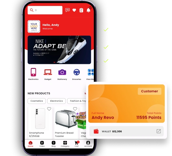Start your online business using our cool native mobile application with a luxurious design.