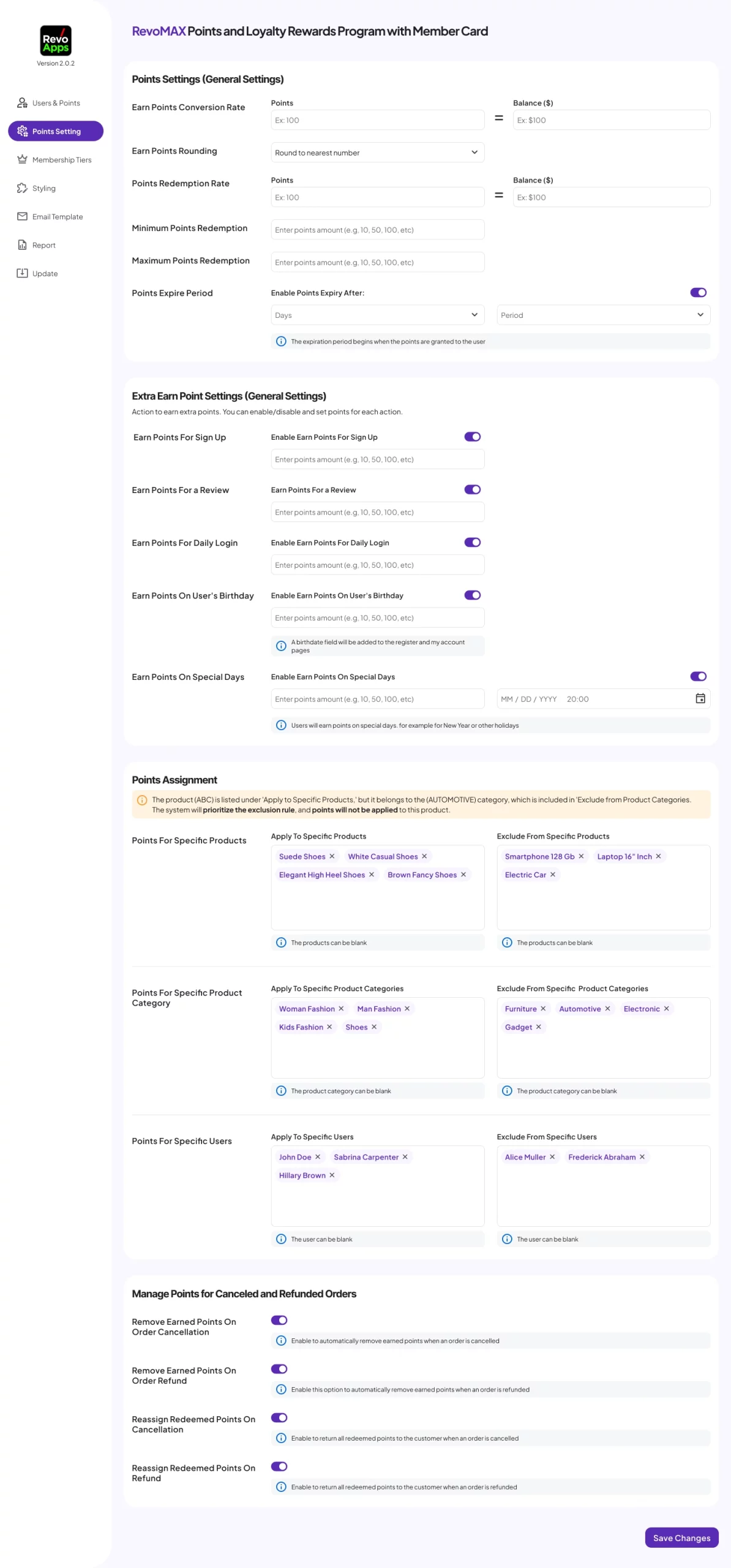 02-[WP-Admin] RevoMAX Woocommerce Points Plugin - Points Setting Updated