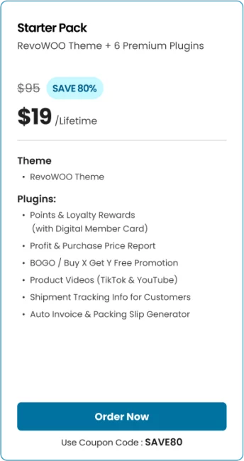 Pricing starter pack save80