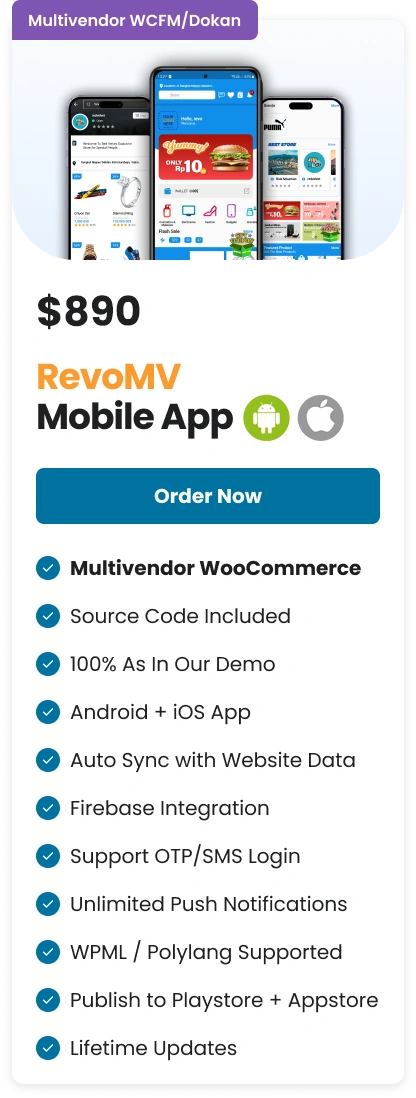RevoMV WCFM DOKAN Android iOS Retail Price