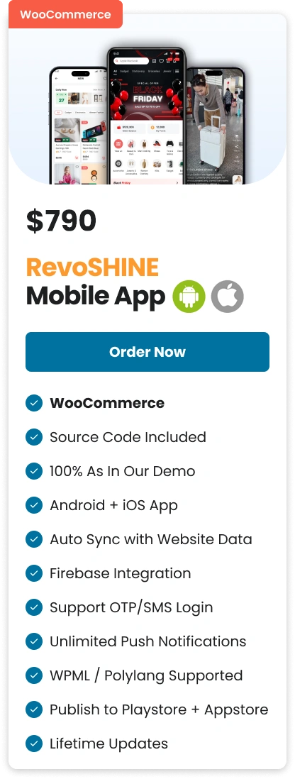 RevoSHINE Woocommerce Android iOS Retail Price