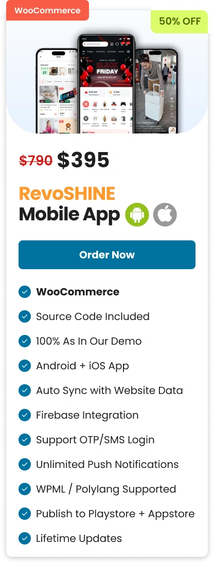 RevoSHINE Woocommerce Android iOS